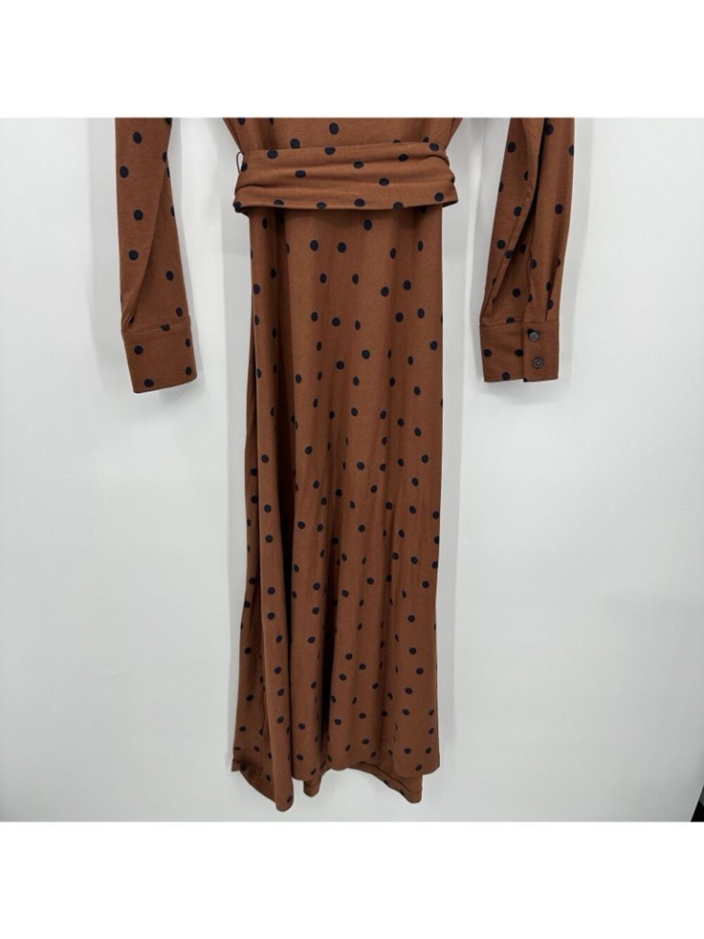 BODEN LAURA polka dot dress midi brown 8L tall long business professional office - Picture 9 of 11